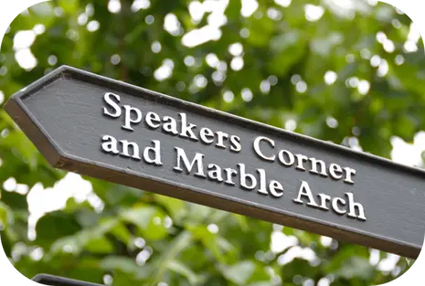 Señalización del Speaker Corner en Hyde Park